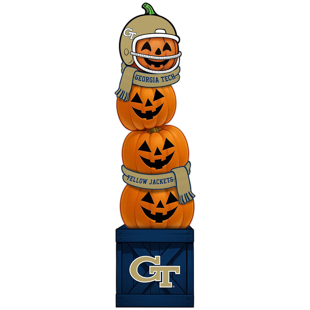 Fan Creations - Georgia Tech Yellow Jackets 31" Stacked Pumpkin Leaner - Multicolor