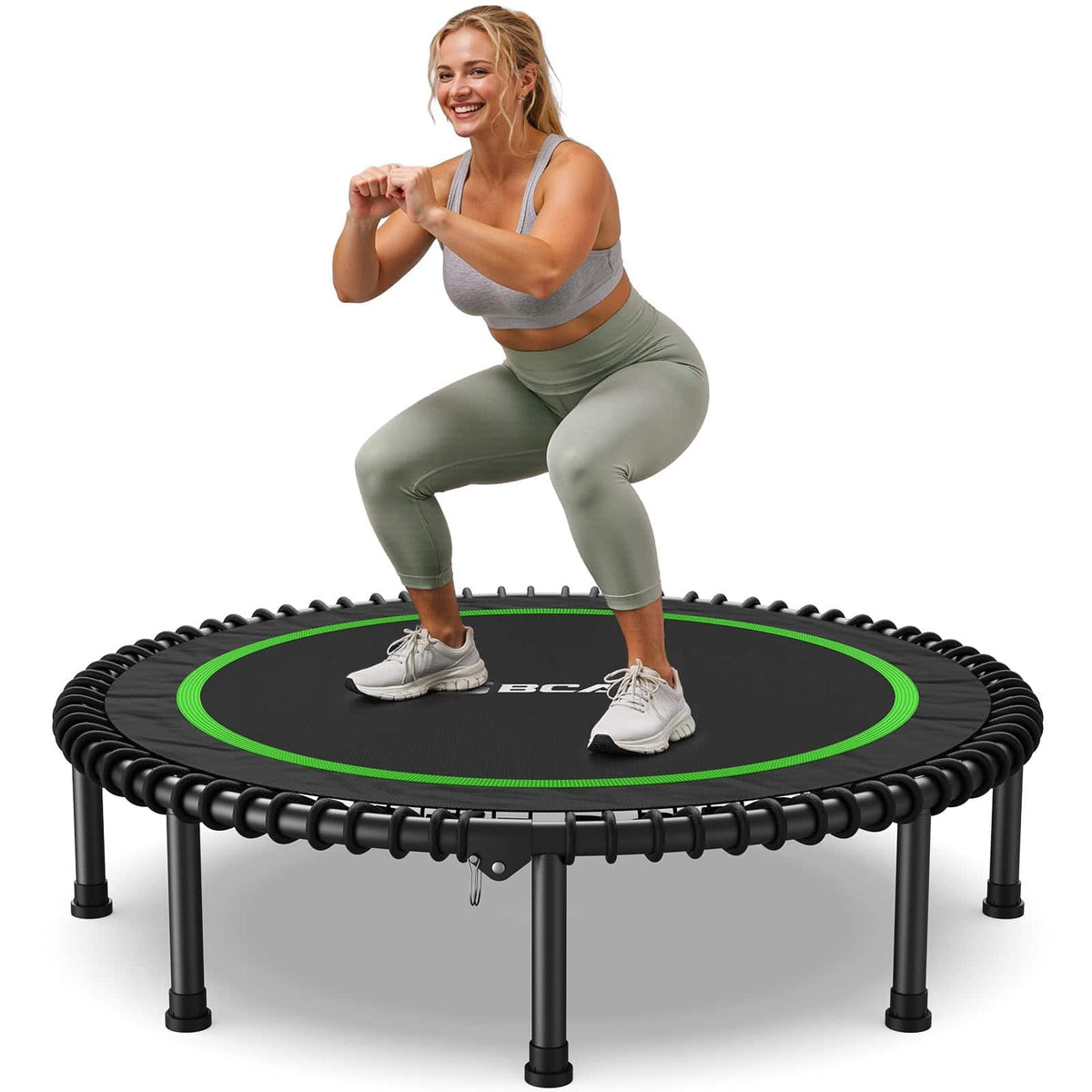 FED Fitness - BT2 550LBS Mini Rebounder Trampoline, 48"Adult Fitness Trampoline with Durable Bungees - Green