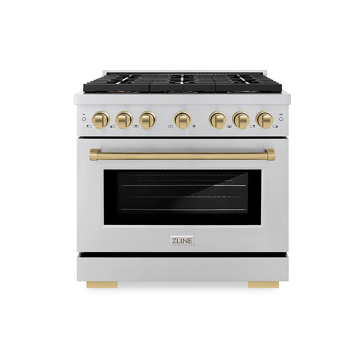 ZLINE - 36 in. Wide 6 Burner Autograph Paramount Gas Range with DuoPro Cooktop & Champagne Bronze Accents (PSGRZ-36-CB) - Stainless Steel