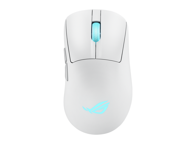 Front. ASUS - ASUS ROG Keris II Wireless Gaming Mouse, 64g, 42K DPI, ROG Switches, SpeedNova Wireless, Bluetooth - Moonlight White - Moonllight White.