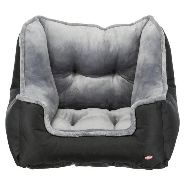 Front. TRIXIE - Convertible Deluxe Pet  Car Seat, Dog Booster Seat, Travel Pet Bed - Black.