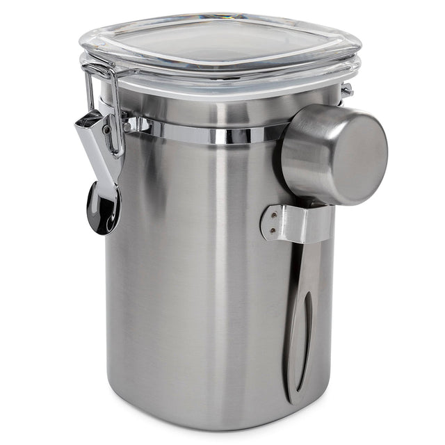 Front. ChefWave - ChefWave Stainless Steel Coffee Canister with Measuring Spoon.