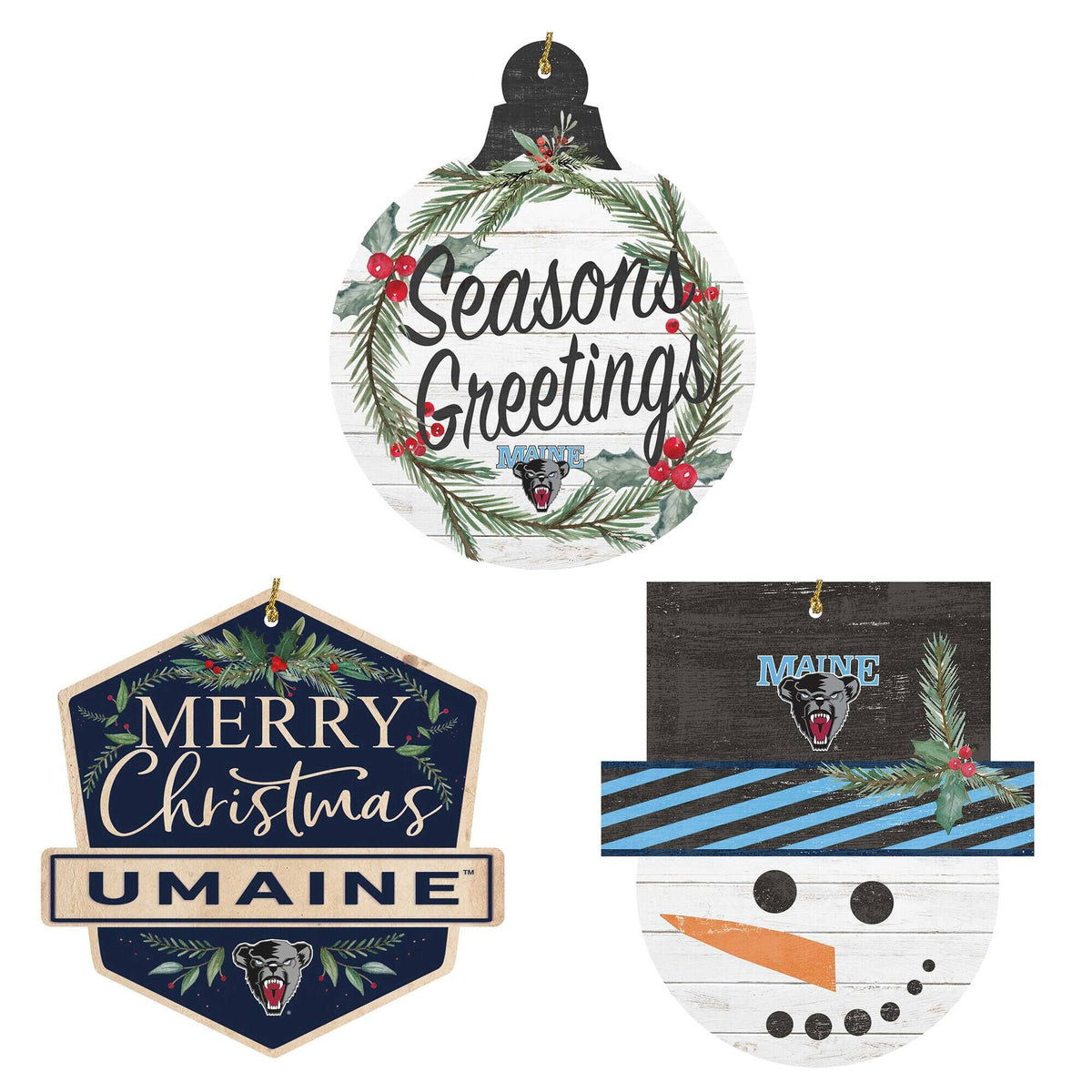 Jardine - Maine Black Bears Ornament Bundle - White