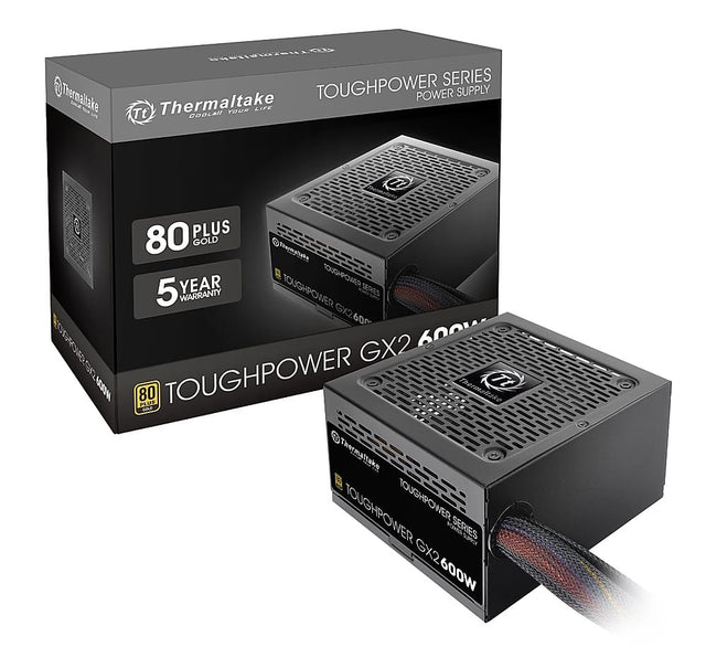 Front. Thermaltake - Toughpower GX2 600W 80 PLUS Gold ATX Power Supply - Black.