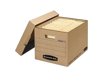 Bankers Box - Heavy-Duty Corrugated File Storage Boxes, Lift-Off Lid, Letter/Legal Size, 25/Carton - Kraft