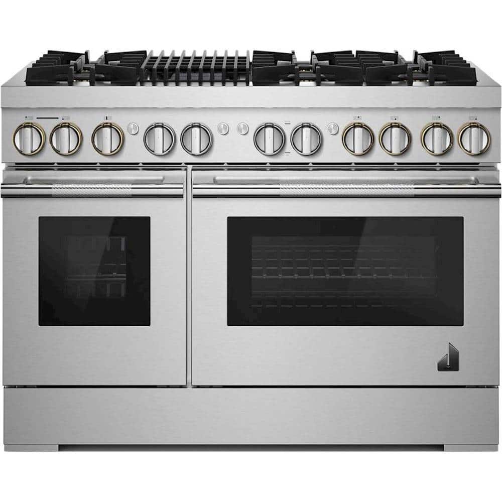 JennAir - 48 in. Wide 6 Burner RISE 6.3 Cu. Ft. Self-Cleaning Freestanding Dual Fuel Convection Range - Stainless Steel