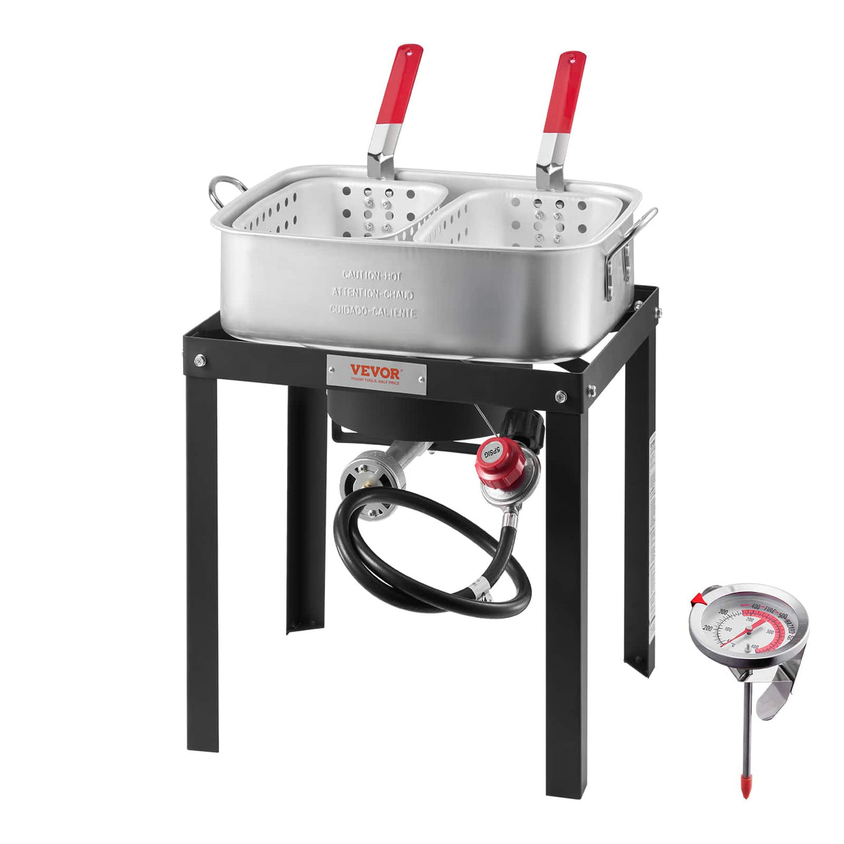 VEVOR - 18 Qt Fish and Wing Fryer with Double Basket, Aluminum Propane Fish Fryer Kit, Outdoor Deep Fryer Seafood Pot - Silver