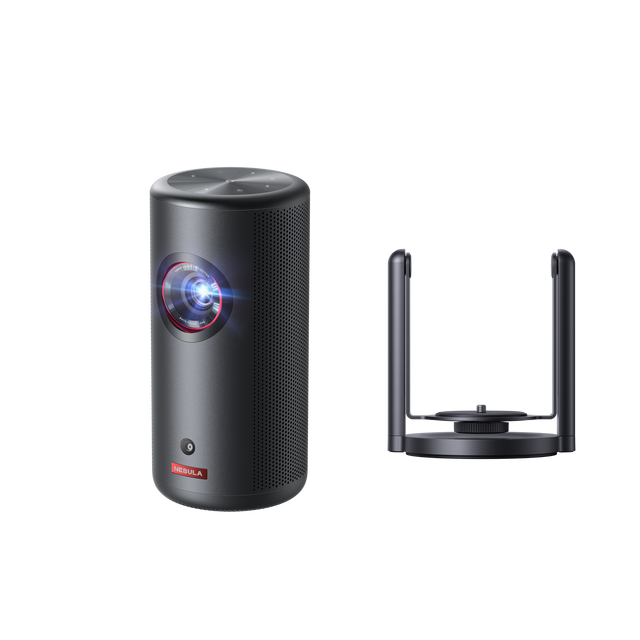 Front. Soundcore - NEBULA Capsule 3 GTV Outdoor Projector with NEBULA Capsule Gimbal Stand - Black.