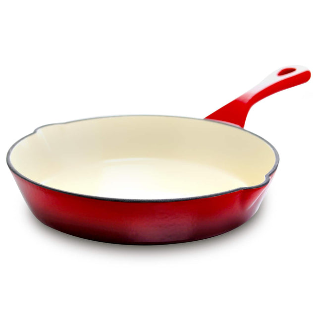 Front. Crockpot - Crock Pot Artisan 8 in. Round Enameled Cast Iron Skillet in Scarlet Red - Red.