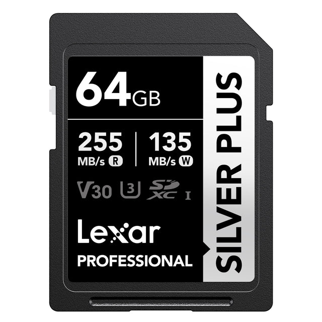 64GB 255 MB/s R 135 MB/s W V30 3 S2 I Lexar SILVER PLUS PROFESSIONAL