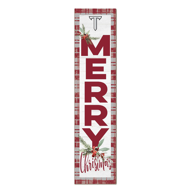 Front. Jardine - Troy University Trojans 12'' x 48'' Outdoor Merry Christmas Leaner - White.