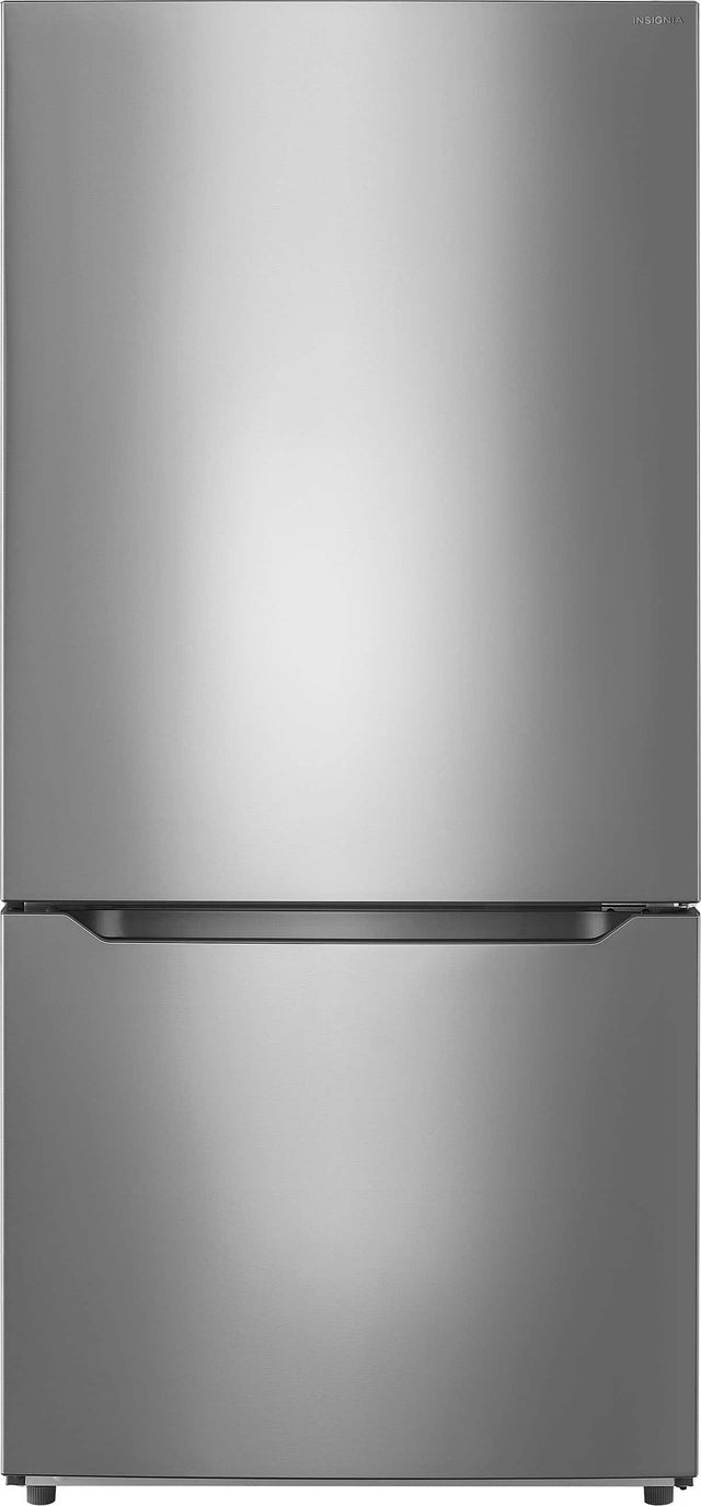 Front. Insignia™ - 18.6 Cu. Ft. Bottom Freezer Refrigerator with ENERGY STAR Certification - Stainless Steel.