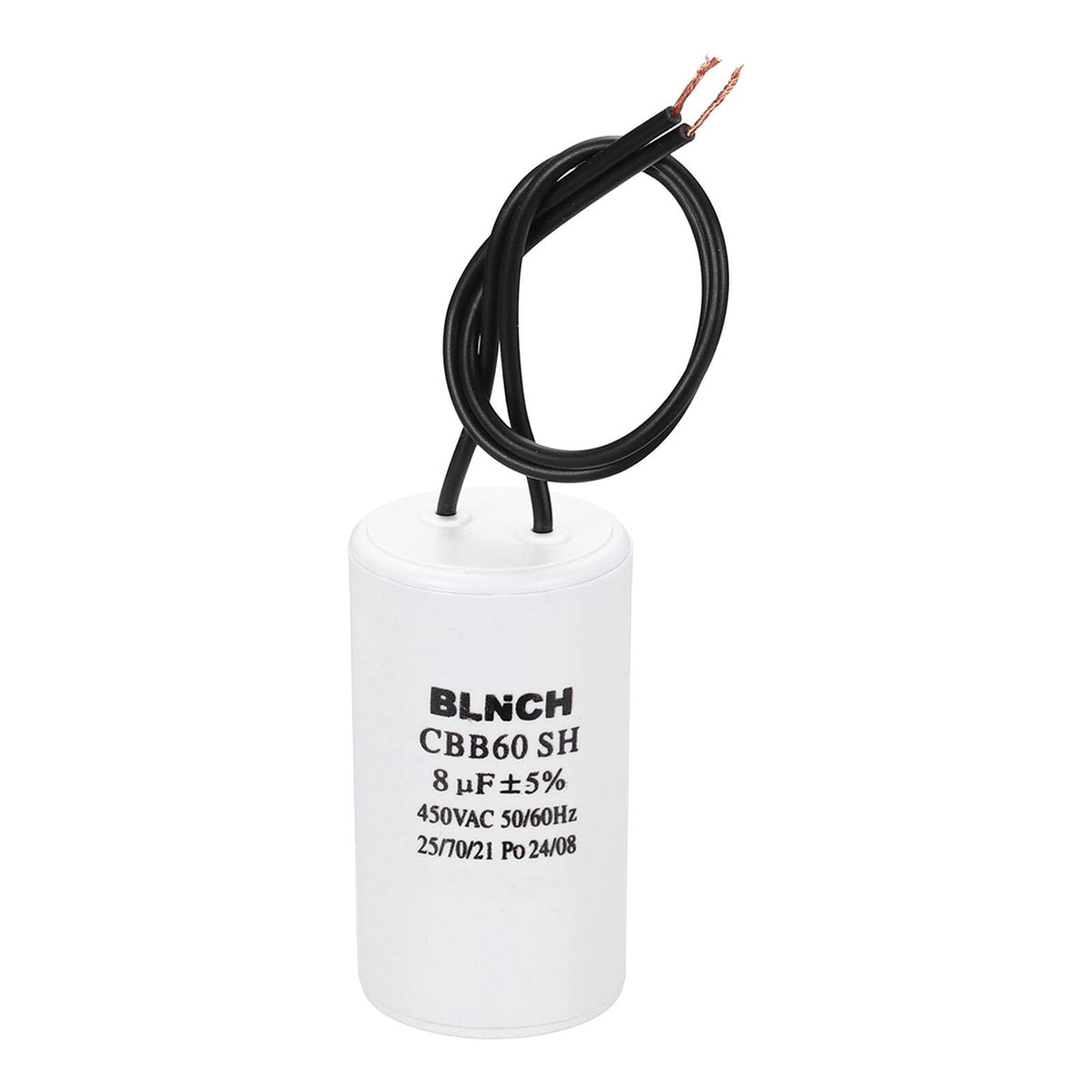 Unique Bargains - 8uF CBB60 Running Capacitor, AC 450V 2 Wire for Air Compressor, Washing Machine, Refrigerator, Air Conditioner - White