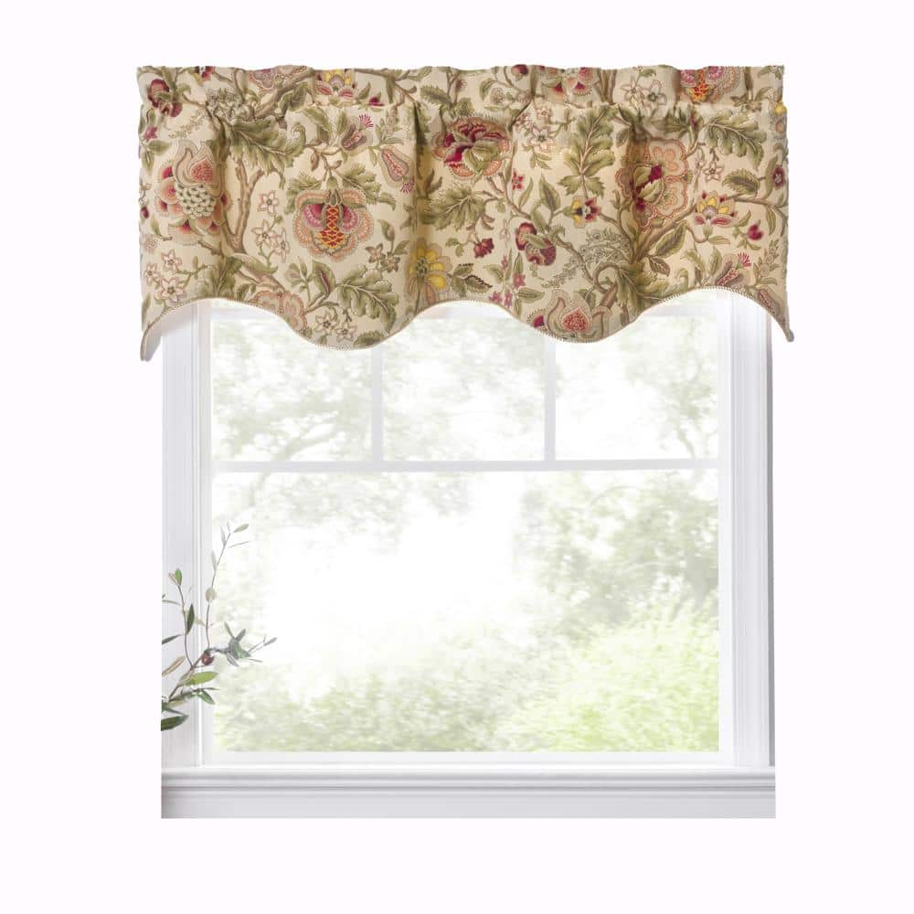 Ellis Curtain - Regency Scallop Shaped 3" Rod Pocket Window Valance 50"x15" - Antique