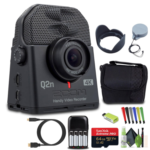 Zoom - Q2n-4K Handy Video Recorder,  4K/30P UHD Video Bundle With Accessories