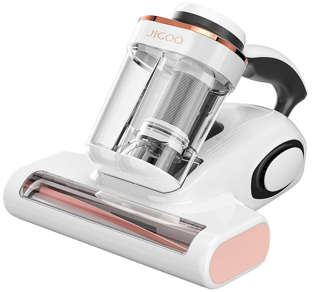 JIGOO - Bed Vacuum Cleaner with Dust Sensor, 13Kpa Suction 500W Mattress Vac with UV Light & Ultrasonic for Dust & Pet Hair - White
