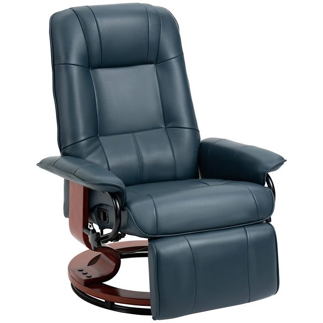 Front. Homcom - Leather Manual Recliner, Adjustable Swivel Lounge Chair with Footrest - Blue.