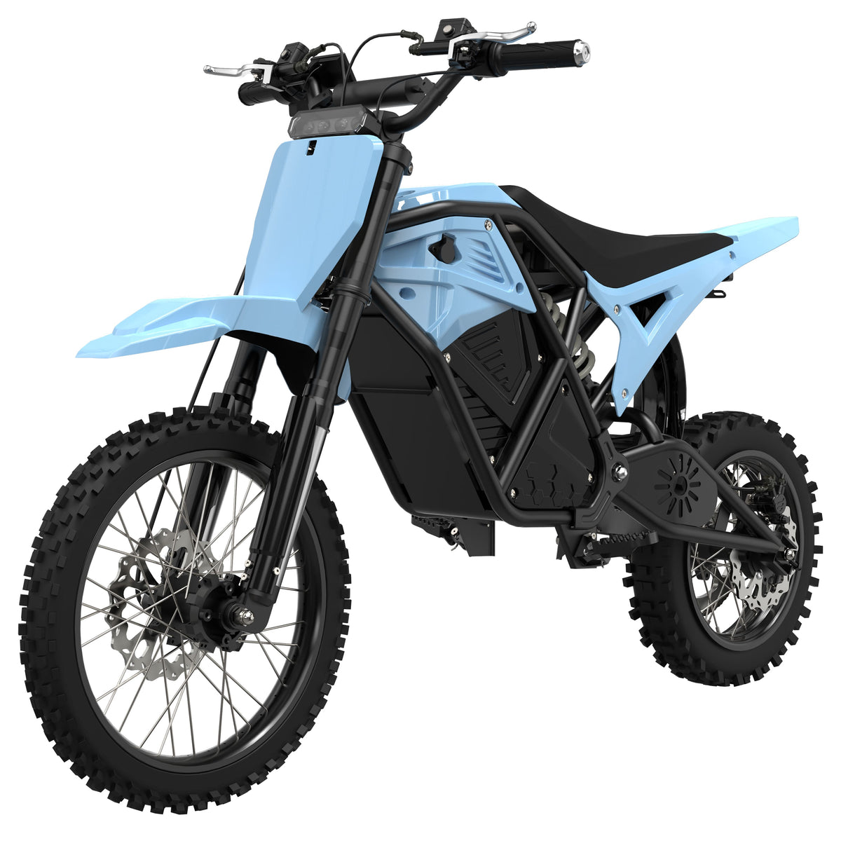Eskute - Electric Dirt Bike - 3500W Peak Mid-Drive Motor, 53-Mile Range, Hydraulic Nitrogen Suspension, with Helmet - Light Blue