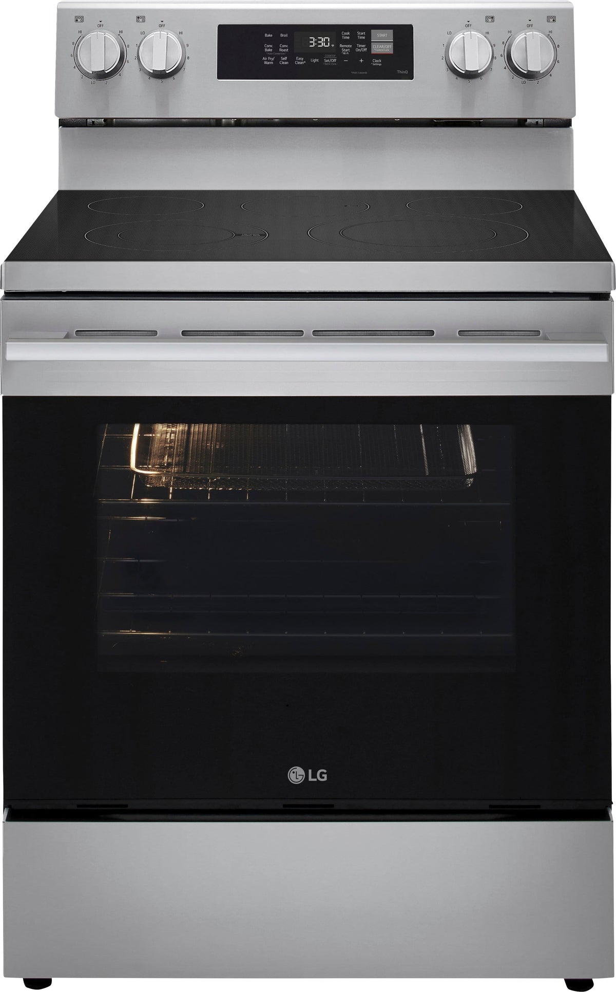LG - 30-in Wide 6.3 Cu. Ft. Freestanding Electric True Convection Smart Range with 5 Elements, Air Fry and UltraHeat Element - Stainless Steel