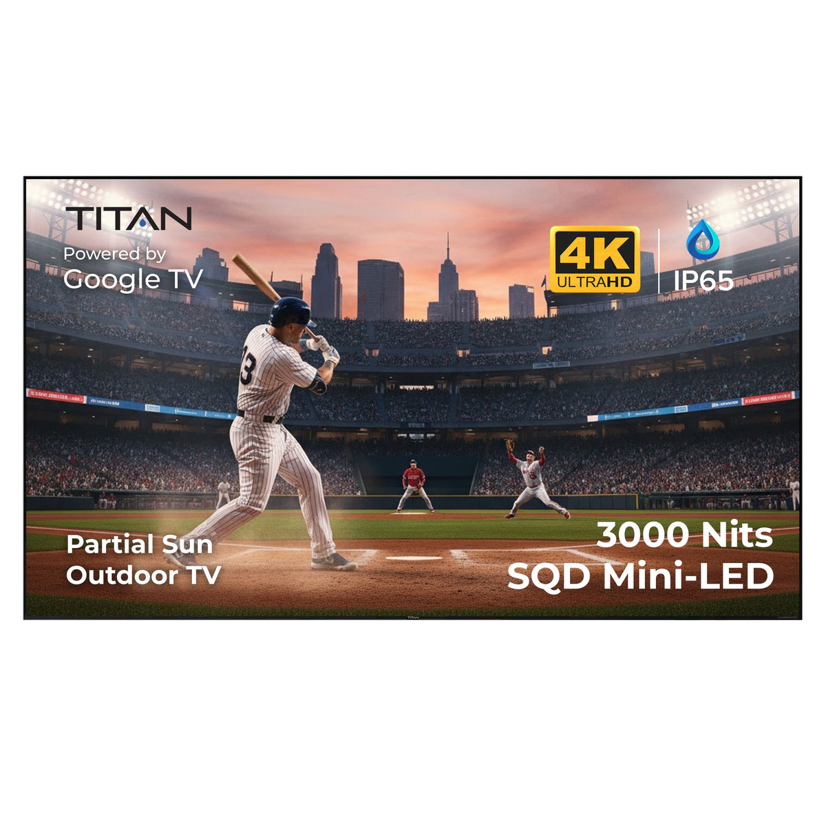 Titan - G200 Mini-LED 55 Inch Partial Sun Smart Outdoor TV,IP65Weatherproof,4K HD Google AI OS,3000Nits,DolbyVision-Atmos