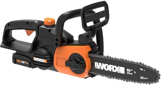 Front. WORX - WG322 20V 10" Cordless Chainsaw with Auto-Tension (1 x 2.0 Ah Battery and 1 x Charger) - Black.