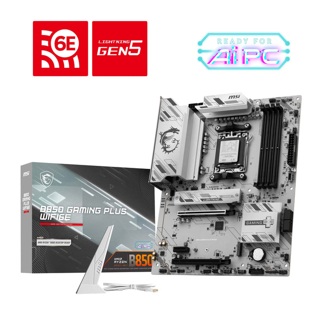 6E LIGHTNING GEN5 READY FOR AI PC  
msi B850 GAMING PLUS WIFI6E  
AMD RYZEN 5000 DESKTOP READY  
AI PC