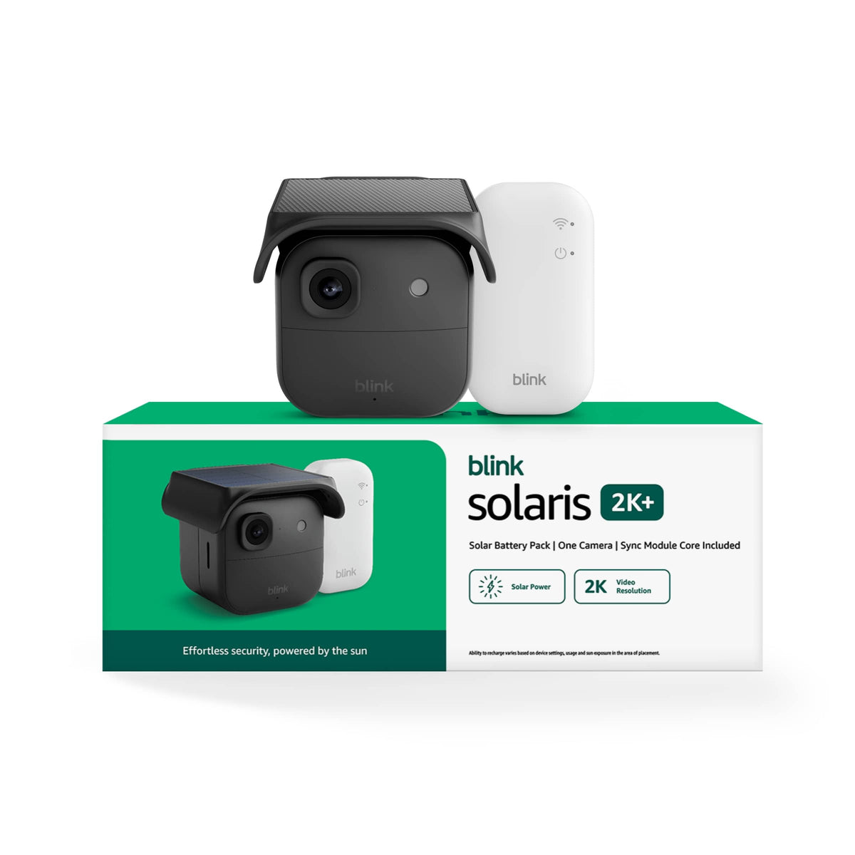 Blink - Solaris 2K+ — Solar-powered wireless smart security camera, runs in as little as 45 minutes of direct sun, System - Black