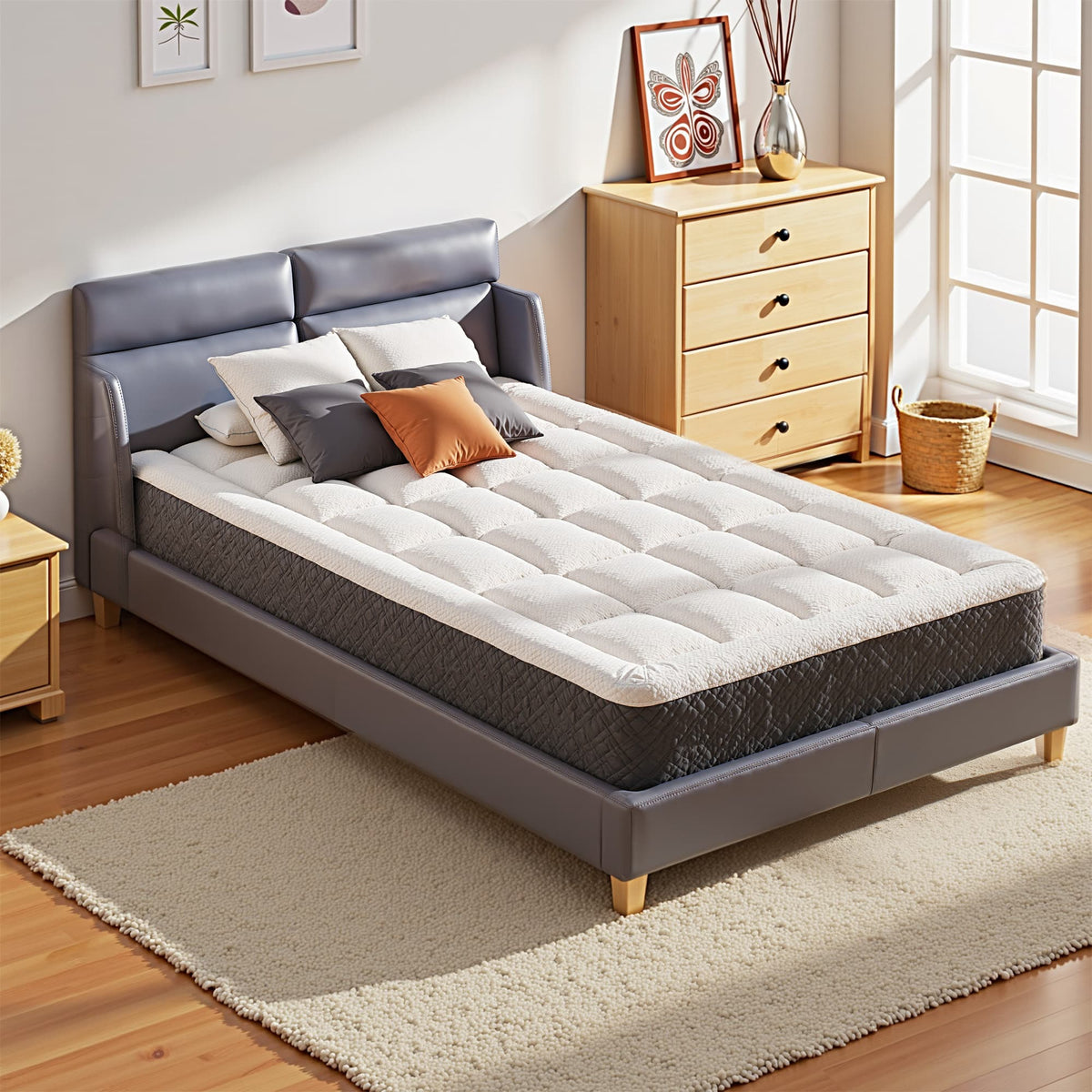 Brick Attic - 5 Inch Twin Mattress for Kids, Medium Firm Memory Foam Mattresses in a Box for Cooling Sleep and Pressure Relief - White