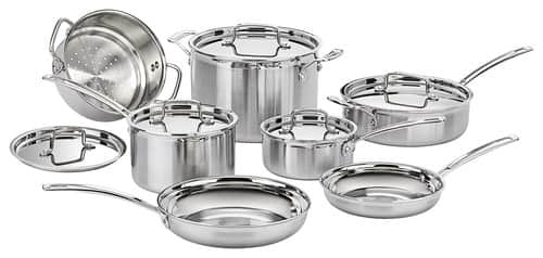 Angle. Cuisinart - MultiClad Pro 12-Piece Cookware Set - Steel.