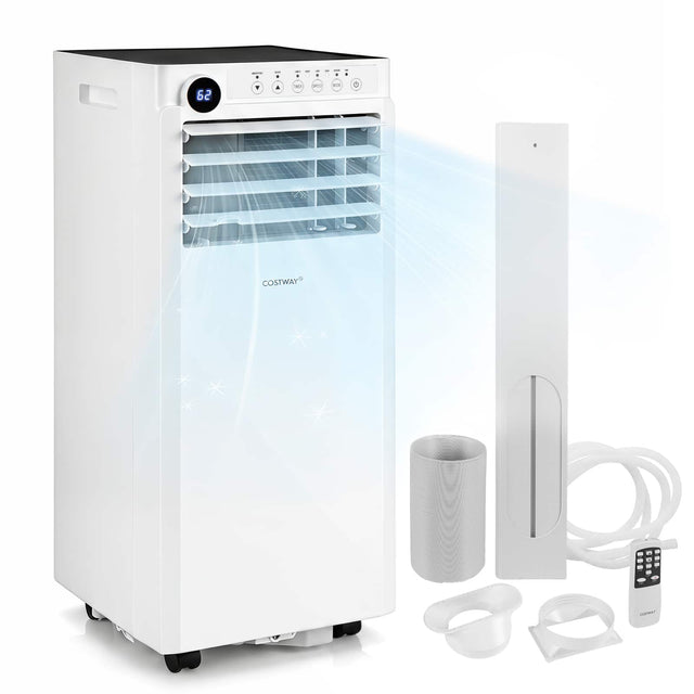 Front. Costway - Costway 8000 BTU Portable Air Conditioner, 4-in-1 Portable AC Unit with Dehumidifier, Fan - White + Black.