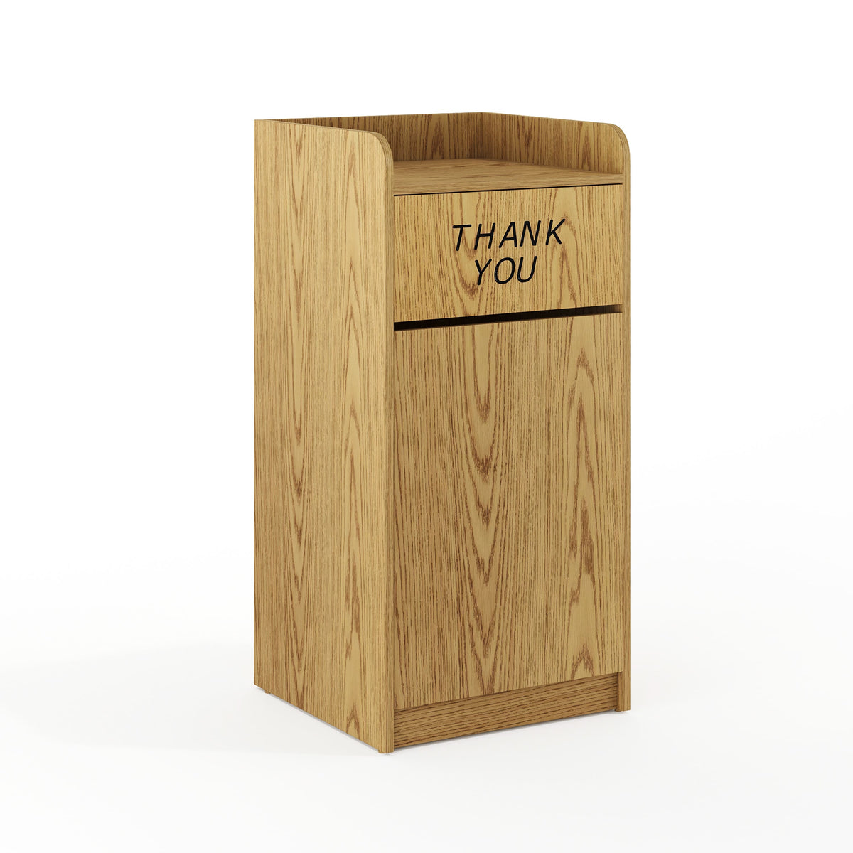 Emma + Oliver - Wood Tray Top "Thank You" Restaurant Food Court Receptacle - Oak