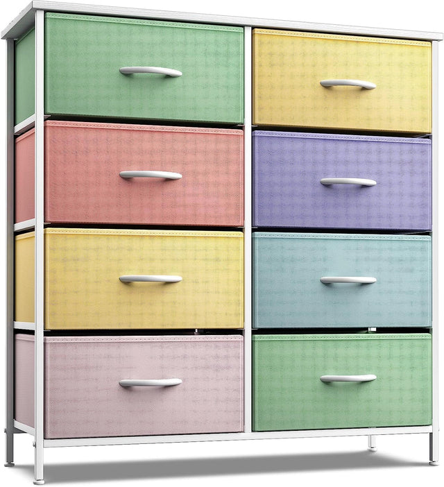 Front. Sorbus - Sorbus 8 Drawers Dresser- Storage Unit with Steel Frame, Wood Top, Fabric Bins - for Bedroom, Closet, Office, and more - Pastel 2.
