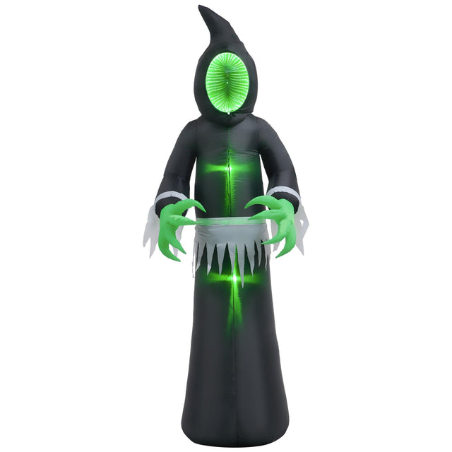 Front. Boyel Living - 8 ft. Halloween Inflatable Mirror Face Ghost Lighted Waterproof Outdoor Yard Decoration with LED Lights - Black.