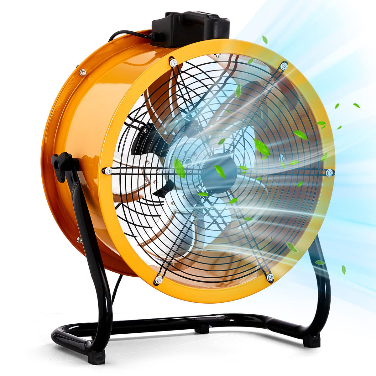 Winado - 18 Inch High Velocity Drum Fan, Industrial Metal Floor Fan with Handle, Heavy Duty, 4-Speeds, Air Circulator Fan - Orange