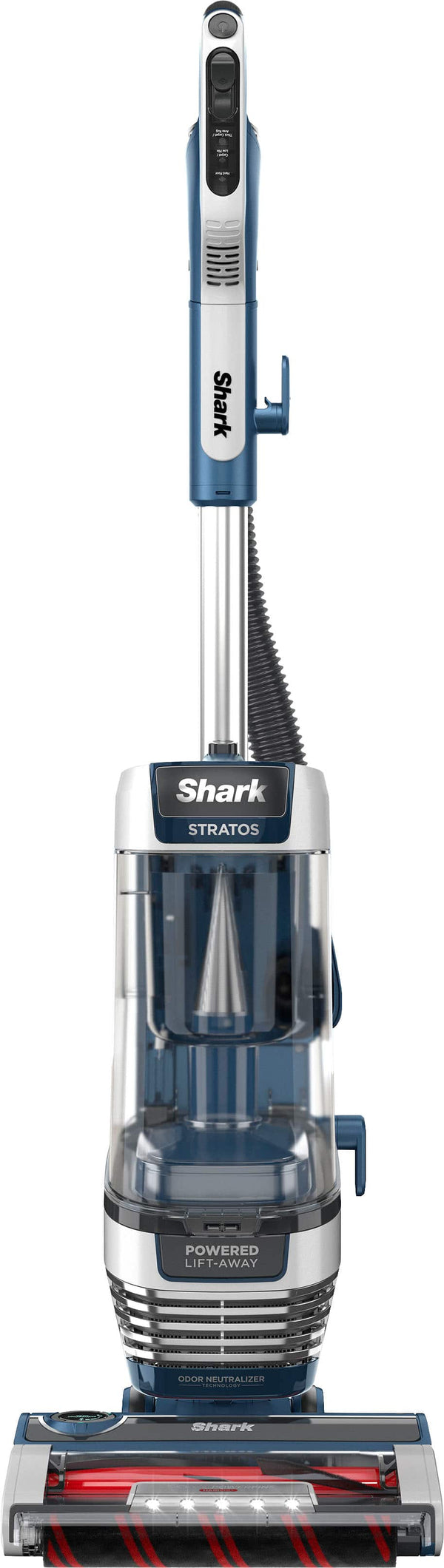 Shark - Stratos Upright Vacuum with DuoClean PowerFins HairPro, Self-Cleaning Brushroll, Odor Neutralizer Technology - Navy