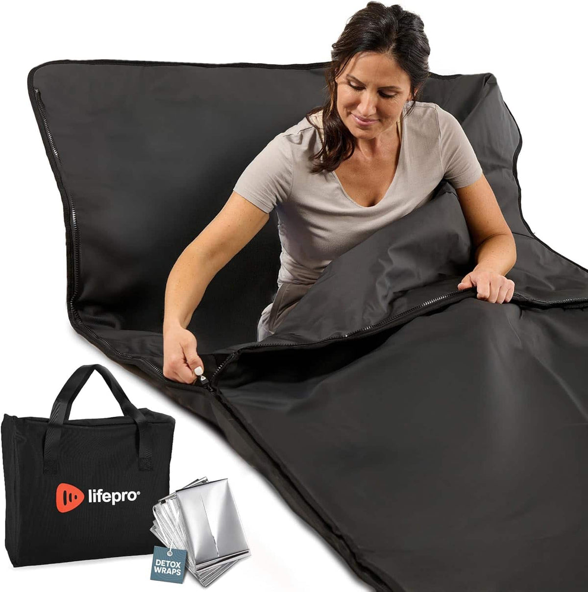LifePro - Infrared Sauna Blanket Full Body Detox Relaxation and Weight Loss Sauna Blanket - Black