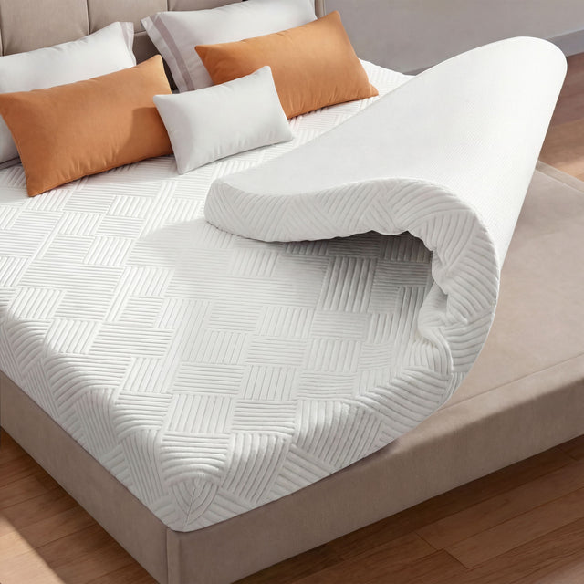 Front. Dyonery - 4" Cooling Gel Memory Foam Mattress Topper with Removable & Washable Cover, CertiPUR-US Certified - White.