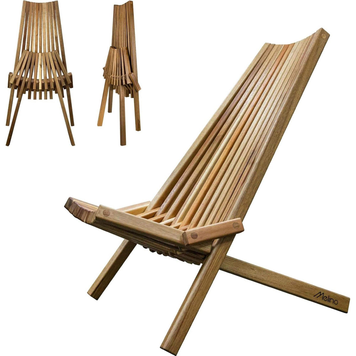 Melino - Wooden Folding Tamarack Chair Low Profile Patio Lounge Furniture - Natural