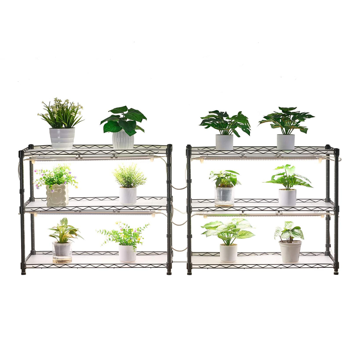 VEVOR - DIY Plant Shelf with Grow Lights, 71 in Tall Indoor Plant Stand with Wheels, 192W 5000K Full Spectrum Grow Lights - Black