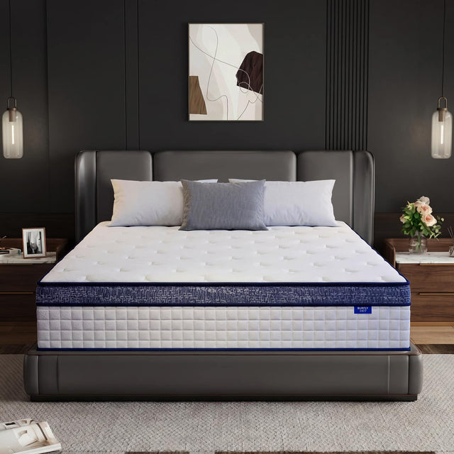 Front. BURFLY1977 - Twin Mattress,10 Inch Hybrid Mattress in a Box, Memory Foam Individual Pocket Springs, Medium Firm, Pressure Relief - White.
