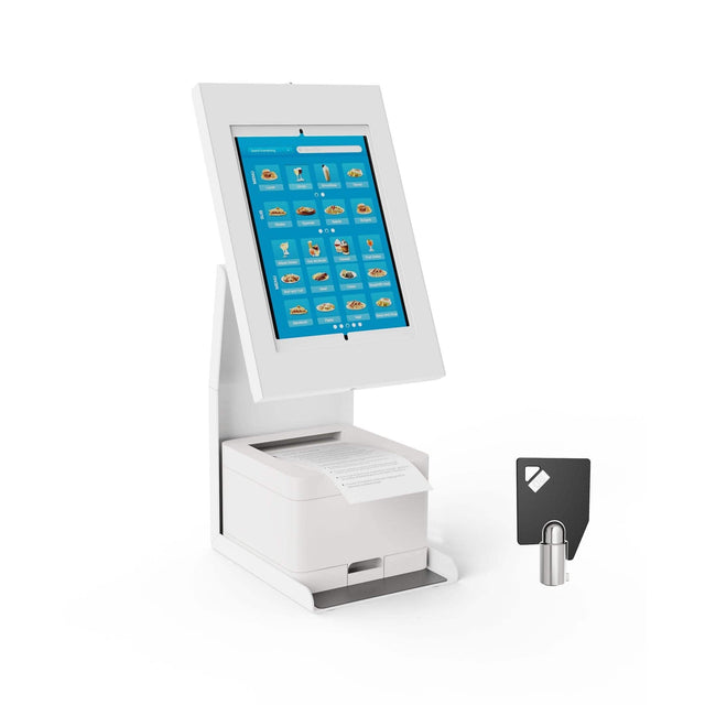 Front. Mount-It! - Anti-Theft Tablet Kiosk with Printer Shelf, Lockable POS Stand for iPad Tablets - White.