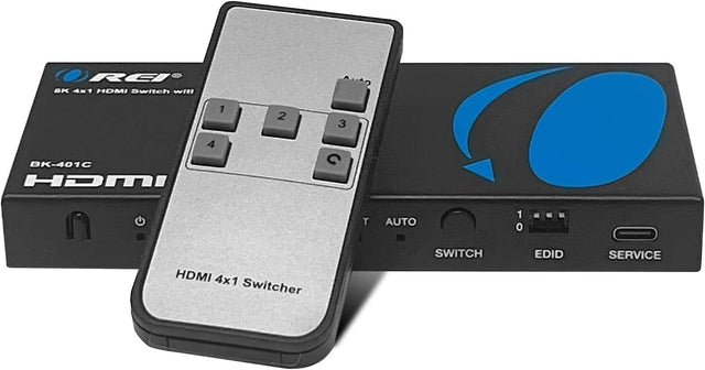 RCI 4K 4x1 HDMI Switch with IR Remote  
BK-401C  
HDMI 4x1 Switcher  

AUTO  
SWITCH  
EDID  
SERVICE