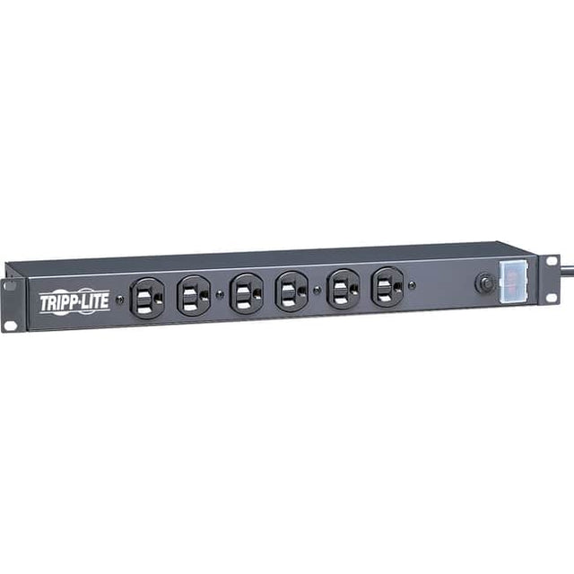 Front. Tripp Lite - Tripp Lite by Eaton 1U Rack-Mount Power Strip 120V 15A 5-15P 12 Outlets (6 Front-Facing 6-Rear-Facing) 15 ft. (4.57 m) - Black.