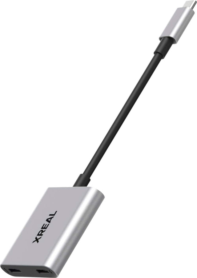 Front. XREAL - HUB Power Adapter for AR Glasses, 45W Fast Charging, 1080p 120Hz Display Passthrough for iPhone 16/15, Steam/ROG, Switch - Black.