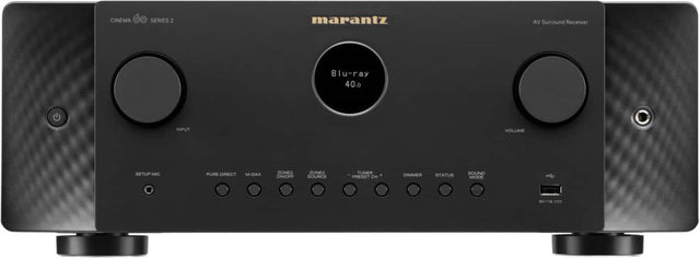 CINEMA SERIES 2  
marantz AV Surround Receiver  
Blu-ray 40.0  
INPUT  
VOLUME  
SETUP MIC  
PURE DIRECT  
M-DAV  
ZONE2 ON/OFF  
ZONE2 SOURCE  
TUNER  
PRESET CH  
DIMMER  
STATUS  
SOUND MODE