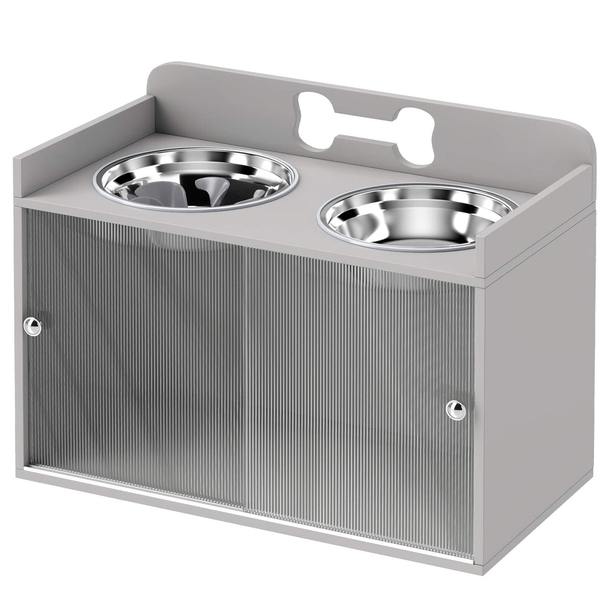 Pawhut - Dog Bowls with Storage - Gray
