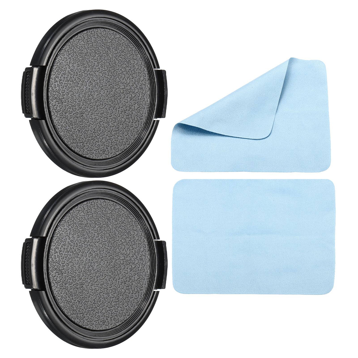 Unique Bargains - 2pcs 55mm Sides Pinch Lens Cap with Cloth for Nikon/Fujifilm/Pentax/Leica - Black