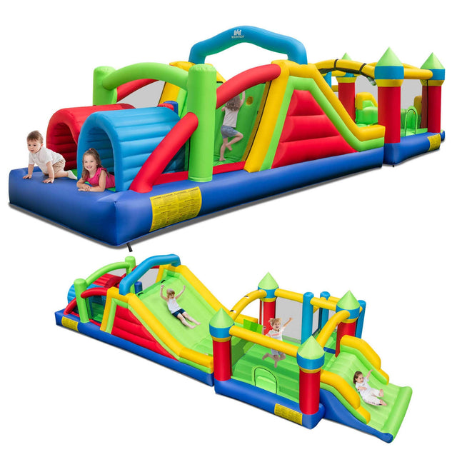 Front. Costway - Inflatable Obstacle Course Bounce House Blower Excluded - Multicolor.