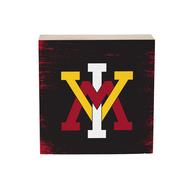 Front. Evergreen Enterprises - Virginia Military Institute Keydets 6" Square Fan Chant Wood Block Shelf Sign - Multicolor.