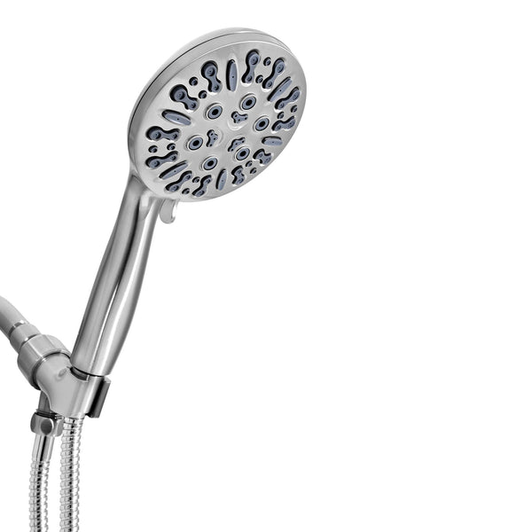 Akicon - High Pressure Handheld Shower Head 9-Setting with 60" Stainless Steel Hose 2.5 gpm - Brushed Nickel